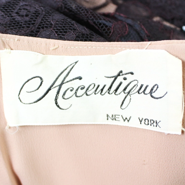 Vintage Accentique Black and Red Lace Dress With Built-in Slip Women's Medium