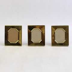 Set of 3 Miniature Octagonal Gold Toned Metal Easel Back Tabletop Frames