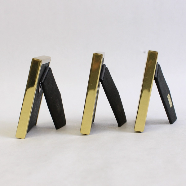 Set of 3 Miniature Octagonal Gold Toned Metal Easel Back Tabletop Frames