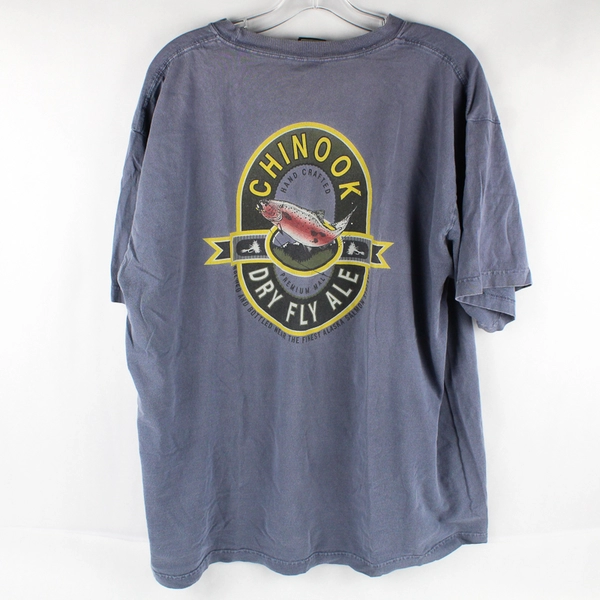 Ouray Sportswear Juneau Alaska Chinook Dry Fly Ale Blue T-Shirt Men's Size XL