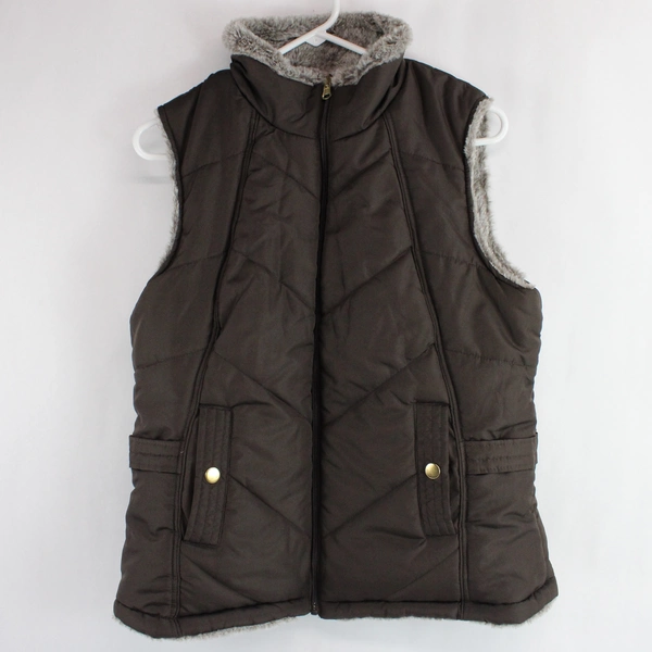 KC Collections Women's Brown Windbreaker & Fleece Reversible Vest Size Medium