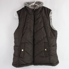 KC Collections Women's Brown Windbreaker & Fleece Reversible Vest Size Medium