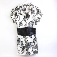 Charlotte Russe Stretch Black and White Floral Patterned Top Women's Size Large