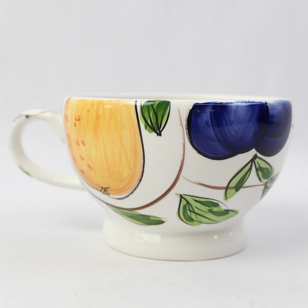 Zrike Coffee/Tea Cup Ceramic 2.75" Tall Colorful Fruit Design