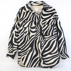 H&M Women's Button Up Black White Animal Print Jacket Size Small