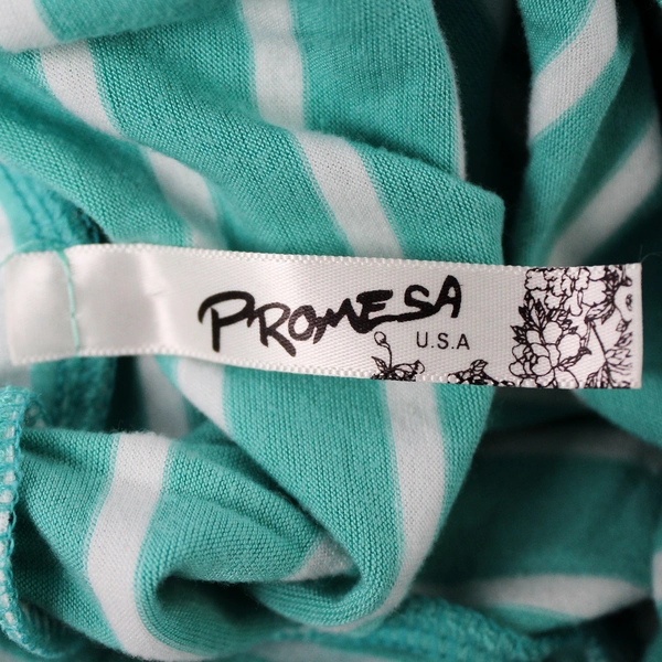 Promesa Seafoam Green and White Striped Fold-Over Waist Maxi Skirt Women's Small