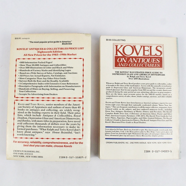 Lot Of 2 Paperback Kovels' Books Antiques & Collectibles Price List Guide
