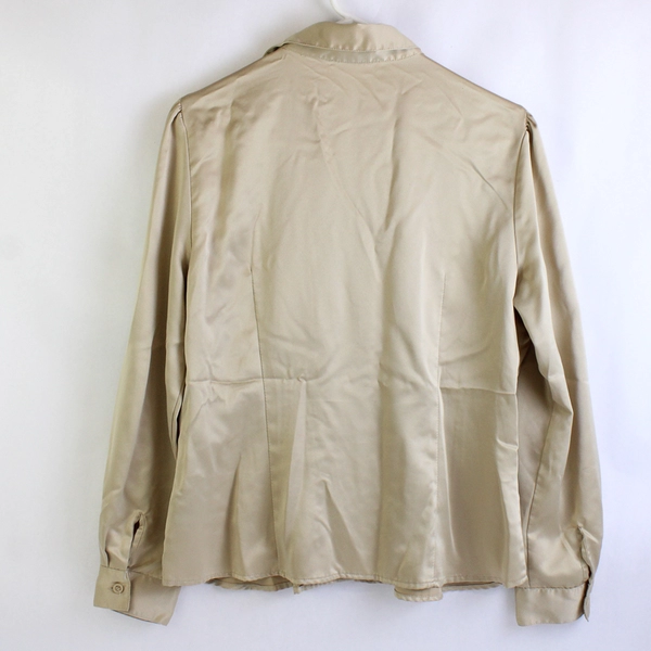 East 5th Beige Long-Sleeved Pleated Blouse Women's Size Large Flawed