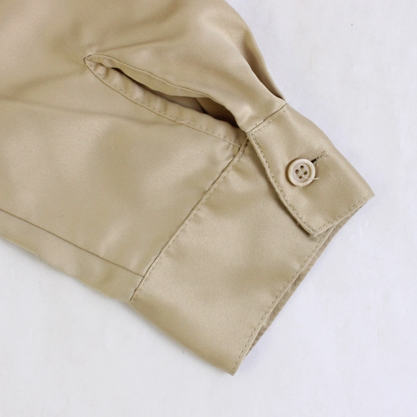 East 5th Beige Long-Sleeved Pleated Blouse Women's Size Large Flawed