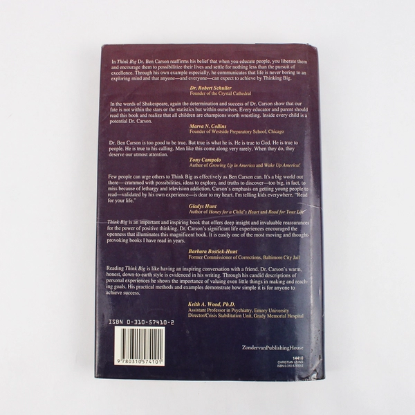 Think Big by Ben Carson with Cecil Murphey 1992 Hardcover Dust Jacket Ex-Library