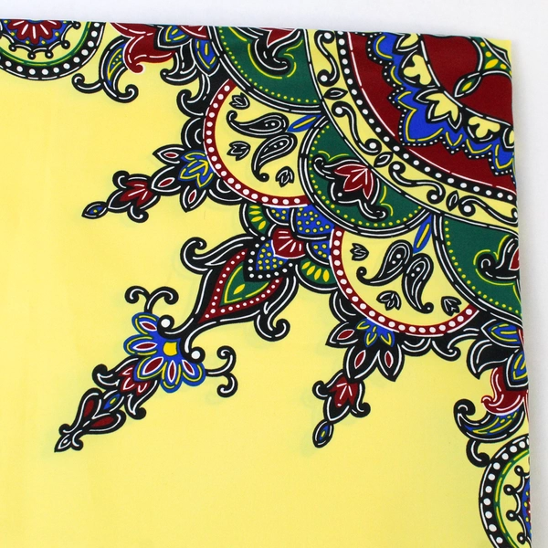 Elegant Yellow Paisley Scarf Wrap 34x45" - Pre-Owned, Some Wear & Snags