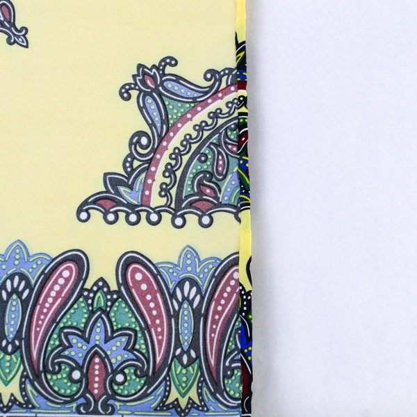 Elegant Yellow Paisley Scarf Wrap 34x45" - Pre-Owned, Some Wear & Snags