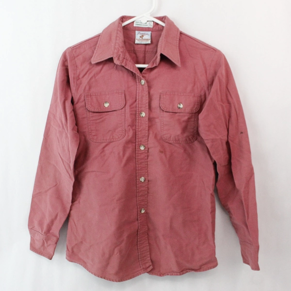 Vintage Prentiss Outdoors Women's Pink Button Down Top Sz 7/8 Cotton - Stains