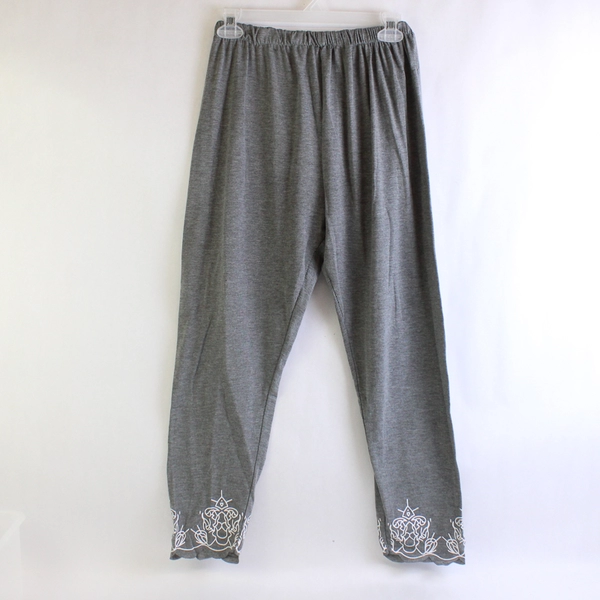 Gray Calf Cutout Scalloped Capri Leggings Women's Size 4XL 12 Inch Waist