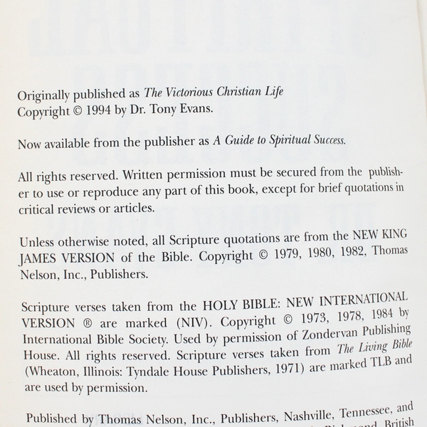 A Guide to Spiritual Success by Dr Tony Evans 1994 Paperback Ex-Library Book