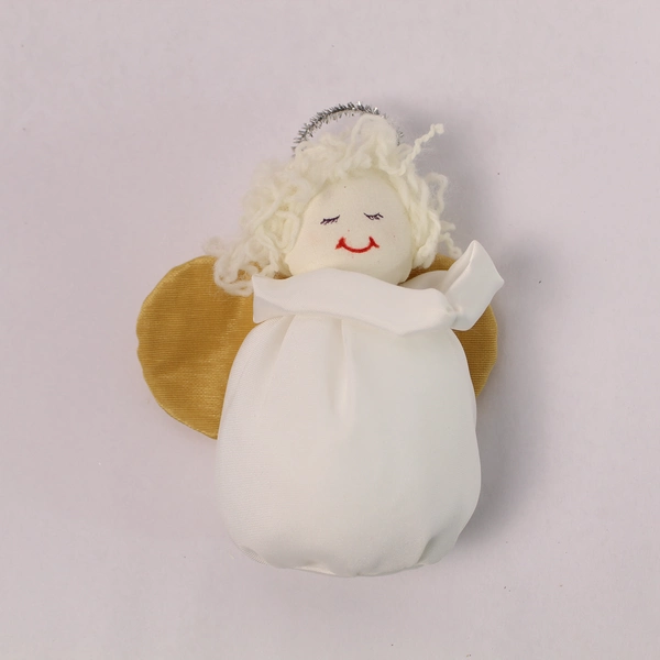 Lot of 8 Handmade Angel Christmas Ornaments - Cream White Burgundy Decor