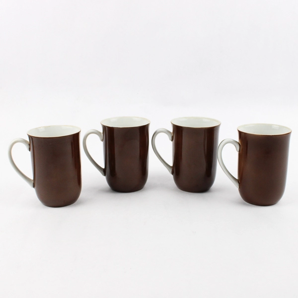 Set of 4 Safari By Shafford Brown Coffee Mugs With A White Zebra And Calf