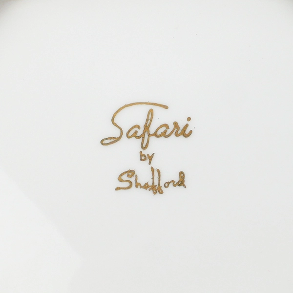 Vintage Safari By Shafford Brown Zebra And Calf Bowl with White and Gold Trim