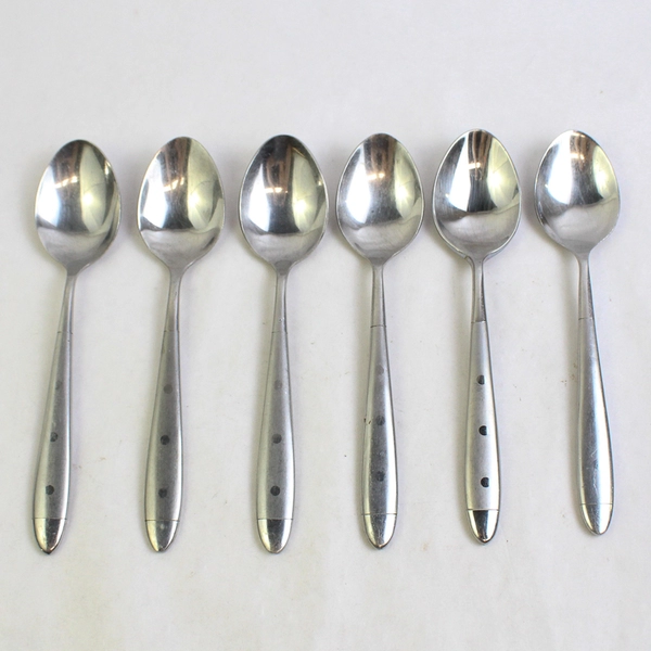 Lot of 6 Hampton Silversmiths Lacoupole Frosted 7 7/8" Oval Place Spoons SS