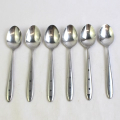 Lot of 6 Hampton Silversmiths Lacoupole Frosted 7 7/8" Oval Place Spoons SS