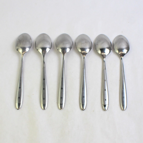 Lot of 6 Hampton Silversmiths Lacoupole Frosted 7 7/8" Oval Place Spoons SS