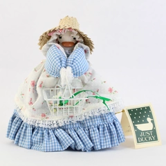 Vintage 1987 Just Ducky Figurine With Basket of Flowers