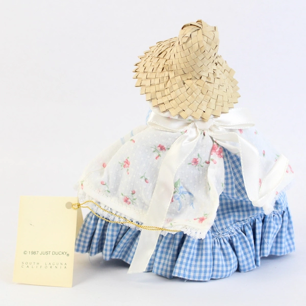 Vintage 1987 Just Ducky Figurine With Basket of Flowers