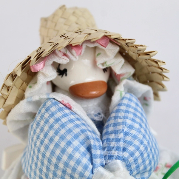 Vintage 1987 Just Ducky Figurine With Basket of Flowers