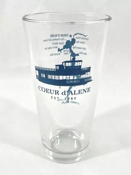 Coeur d'Alene Idaho Souvenir Tumbler Glass Map Est 1980 Collectible