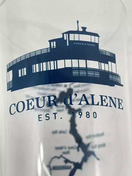 Coeur d'Alene Idaho Souvenir Tumbler Glass Map Est 1980 Collectible