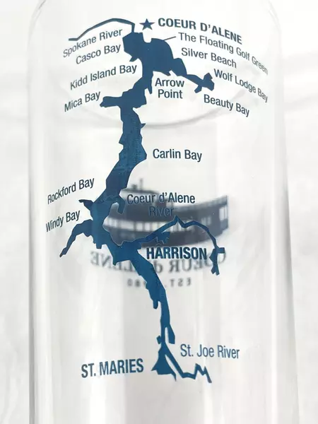 Coeur d'Alene Idaho Souvenir Tumbler Glass Map Est 1980 Collectible