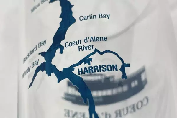 Coeur d'Alene Idaho Souvenir Tumbler Glass Map Est 1980 Collectible