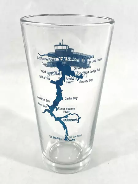 Coeur d'Alene Idaho Souvenir Tumbler Glass Map Est 1980 Collectible