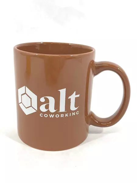 Lot of 2 M-Ware Alt Coworking Coffee Mugs Mustard Yellow & Rust Brown