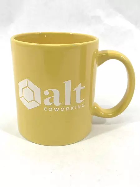Lot of 2 M-Ware Alt Coworking Coffee Mugs Mustard Yellow & Rust Brown