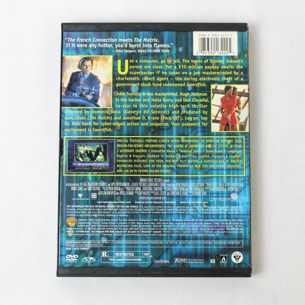 Swordfish DVD 2001 John Travolta Warner Bros Crime Drama - Pre-Owned