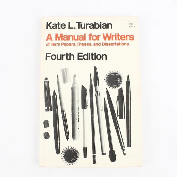 A Manual For Writers by Kate L. Turabian 4rd Edition 1973 Paperback