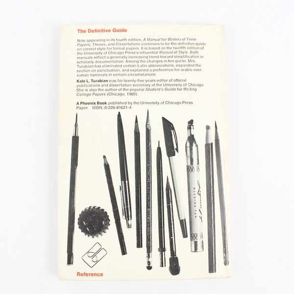 A Manual For Writers by Kate L. Turabian 4rd Edition 1973 Paperback