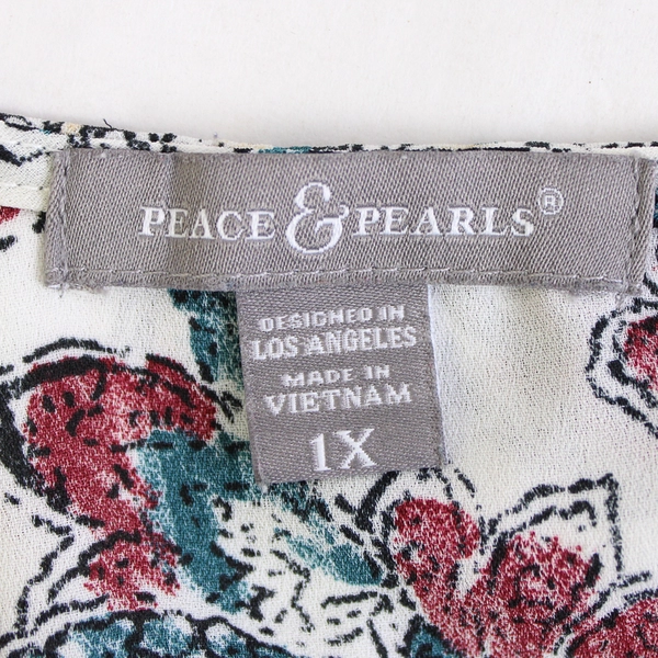 Peace & Pearls Multicolor Paisley Plunge Neckline Top Women's Size 1X