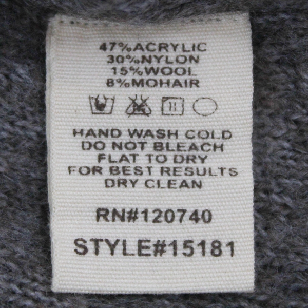 Mystree Women's Medium Gray Turtleneck Sweater Acrylic Nylon Wool Blend