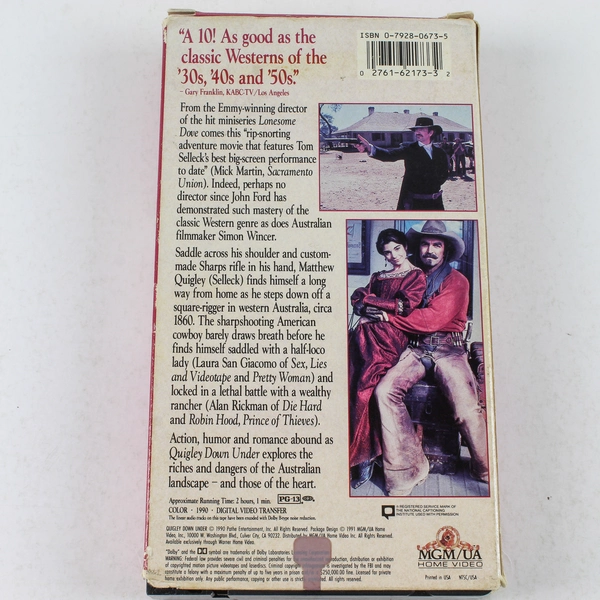 Quigley Down Under VHS 1991 Tom Selleck Classic Western Adventure Film