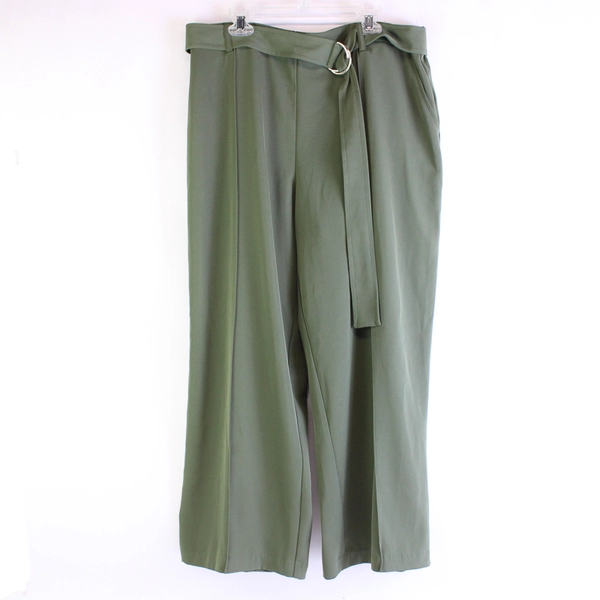 Nicole Miller New York Green Dress Pants With Matching Belt Women's Size Large