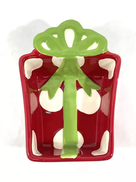 Real Home Ceramic Christmas Gift Bowl Red & Green - Pre-owned Crazing