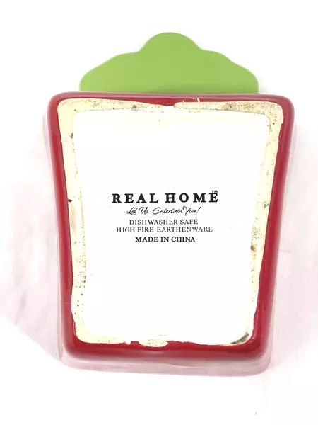 Real Home Ceramic Christmas Gift Bowl Red & Green - Pre-owned Crazing