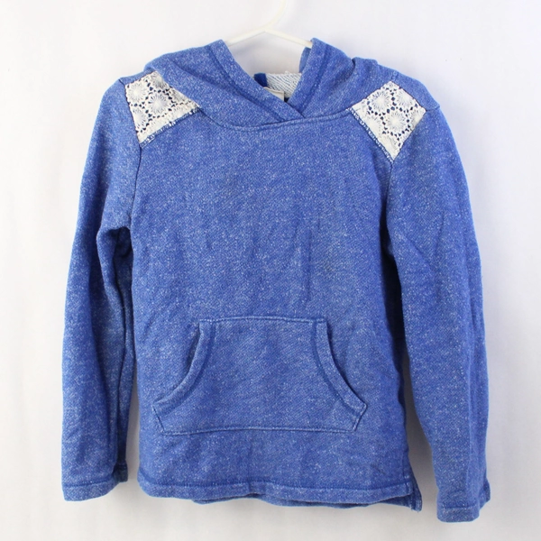 Crazy 8 Blue Hoodie With White Lace Accent Girls' Size XS/4
