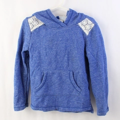 Crazy 8 Blue Hoodie With White Lace Accent Girls' Size XS/4