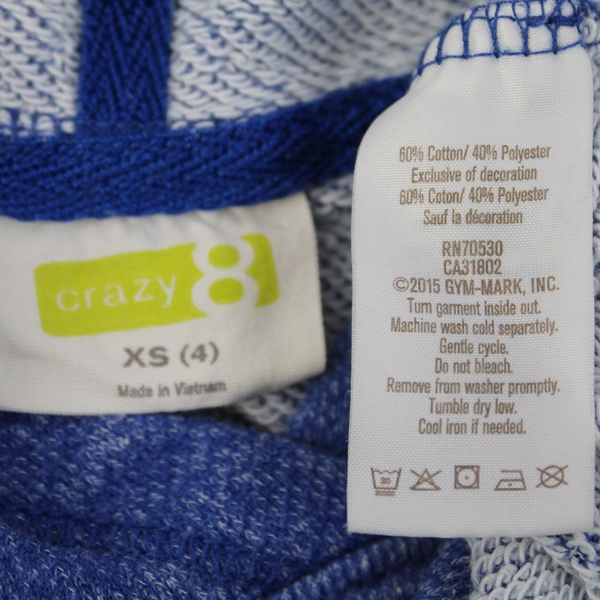Crazy 8 Blue Hoodie With White Lace Accent Girls' Size XS/4