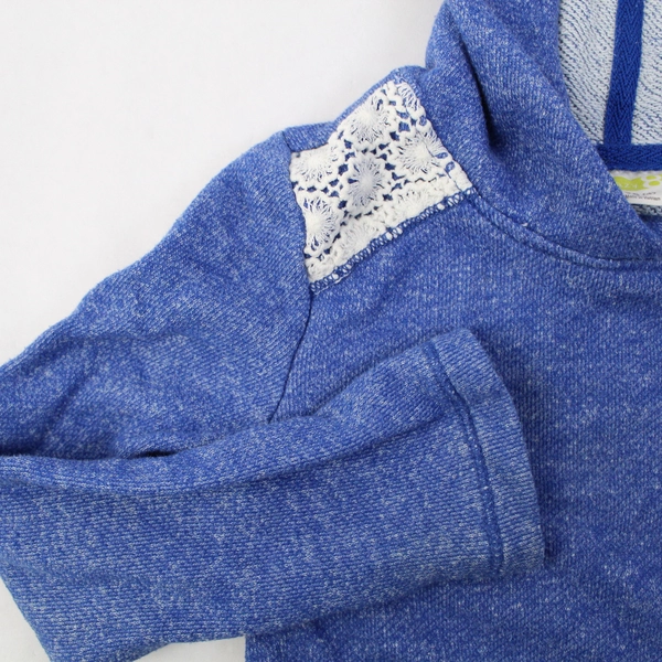 Crazy 8 Blue Hoodie With White Lace Accent Girls' Size XS/4