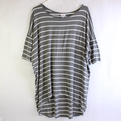 LuLaRoe Gray and White Striped High-Low T-Shirt Women's XL