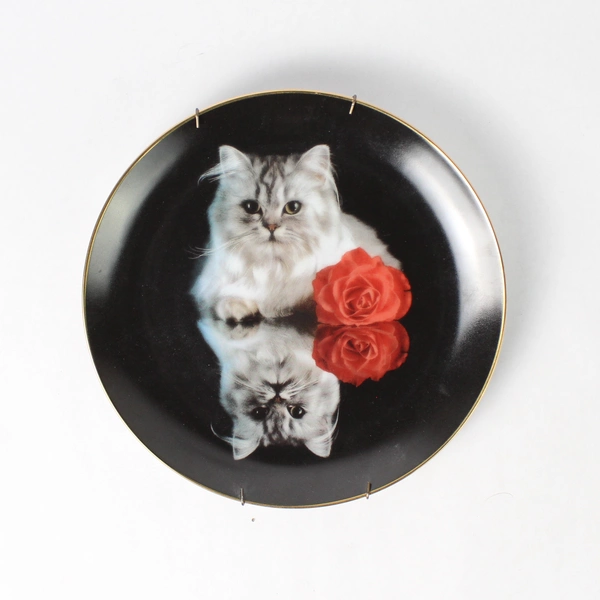 1993 Danbury Mint Coming Up Roses Reflections Cat Plate By Richard Stacks  